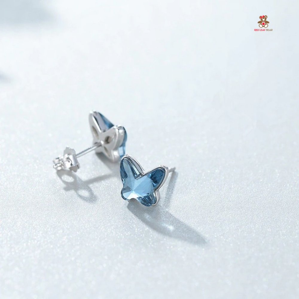 Sterling Silver Swarovsk Crystal Butterfly Studs.